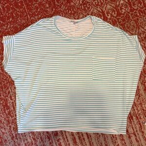 White Birch Teal and White Striped Top